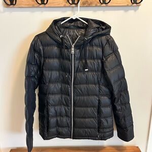 Calvin Klein Premium Down Black Puff Jacket with Hood